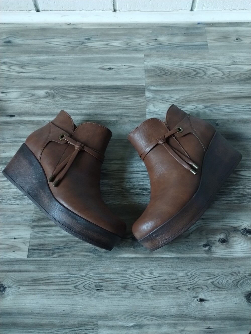 B.O.C. Leonna Brown Wedge Ankle Bootie